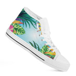 Hawaiian Aloha Flower Print White High Top Shoes