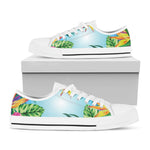 Hawaiian Aloha Flower Print White Low Top Shoes
