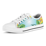 Hawaiian Aloha Flower Print White Low Top Shoes