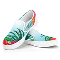 Hawaiian Aloha Flower Print White Slip On Sneakers