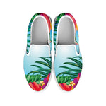 Hawaiian Aloha Flower Print White Slip On Shoes