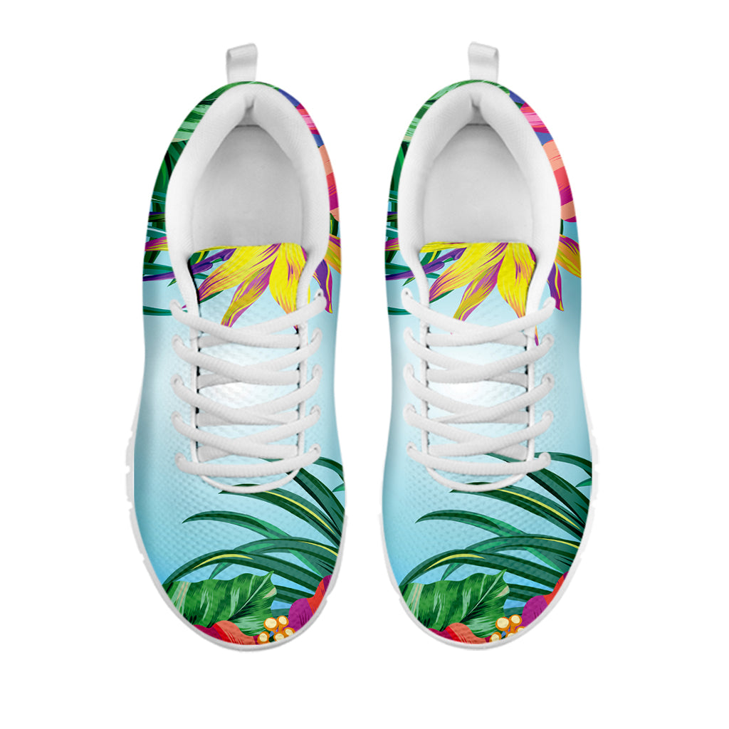 Hawaiian Aloha Flower Print White Sneakers
