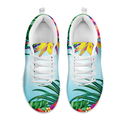 Hawaiian Aloha Flower Print White Sneakers
