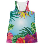 Hawaiian Aloha Flower Print Women's Racerback Tank Top