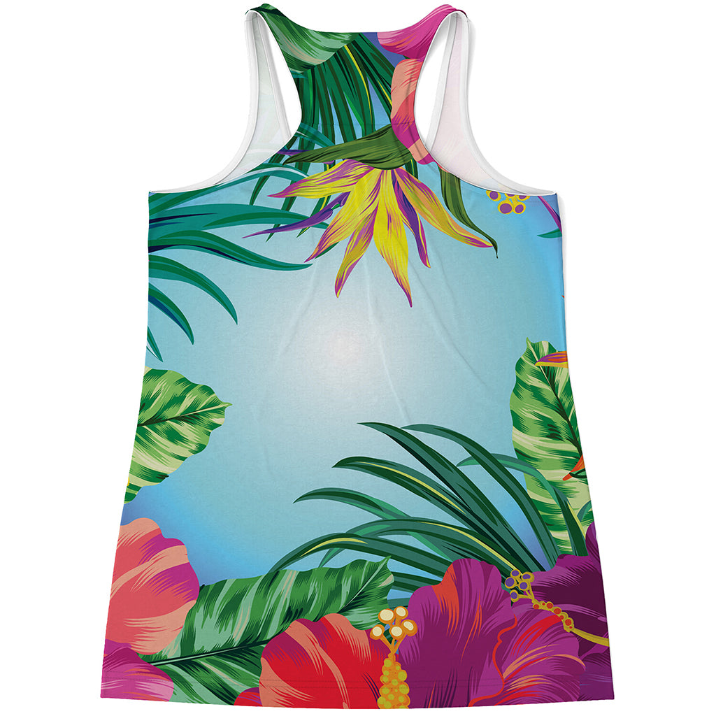 Hawaiian Aloha Flower Print Women's Racerback Tank Top