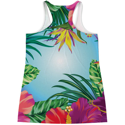Hawaiian Aloha Flower Print Women's Racerback Tank Top