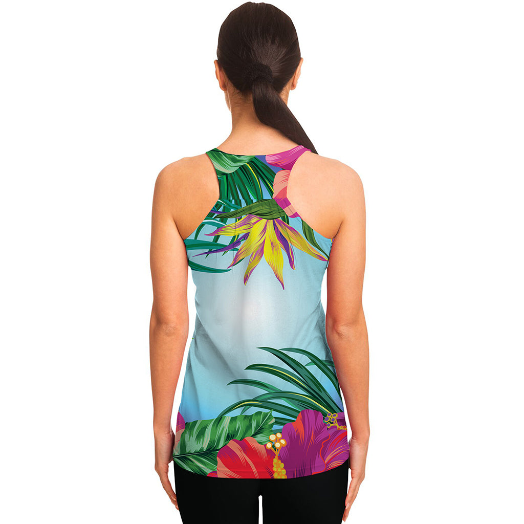 Hawaiian Aloha Flower Print Women's Racerback Tank Top