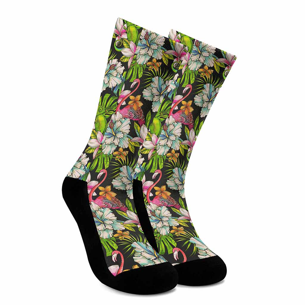 Hawaiian Aloha Tropical Pattern Print Crew Socks
