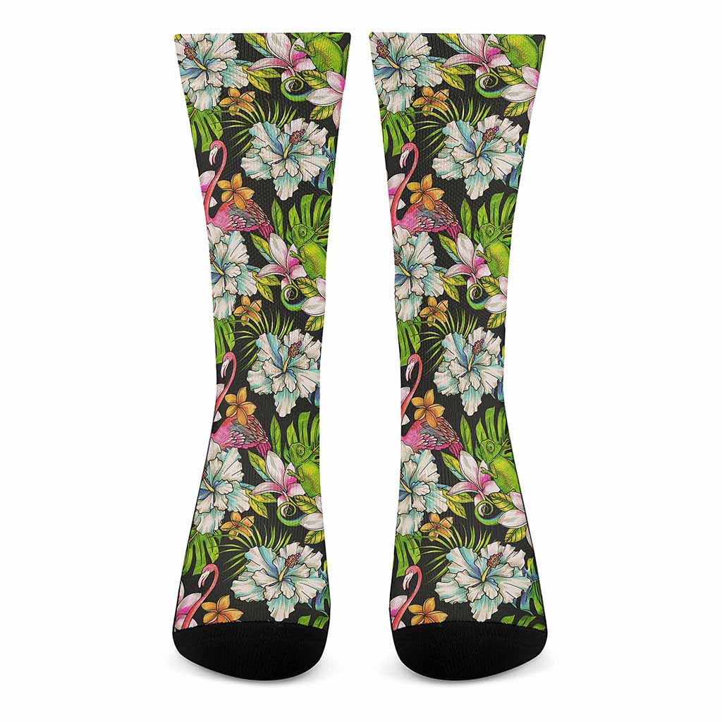 Hawaiian Aloha Tropical Pattern Print Crew Socks