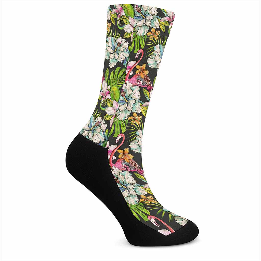 Hawaiian Aloha Tropical Pattern Print Crew Socks