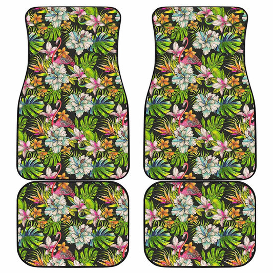 Hawaiian Aloha Tropical Pattern Print Front and Back Car Floor Mats