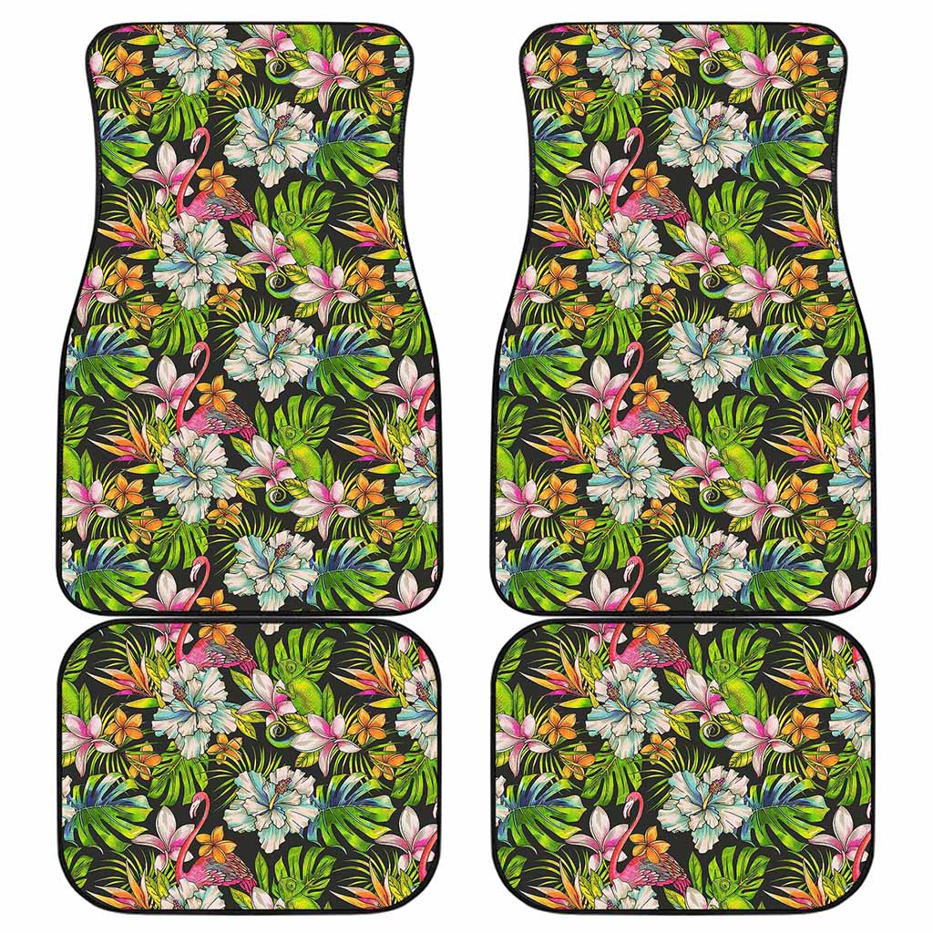 Hawaiian Aloha Tropical Pattern Print Front and Back Car Floor Mats