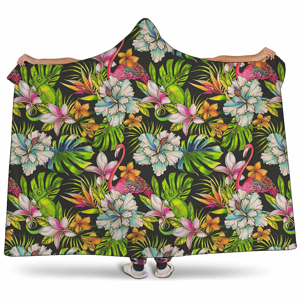 Hawaiian Aloha Tropical Pattern Print Hooded Blanket