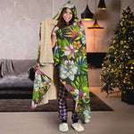 Hawaiian Aloha Tropical Pattern Print Hooded Blanket