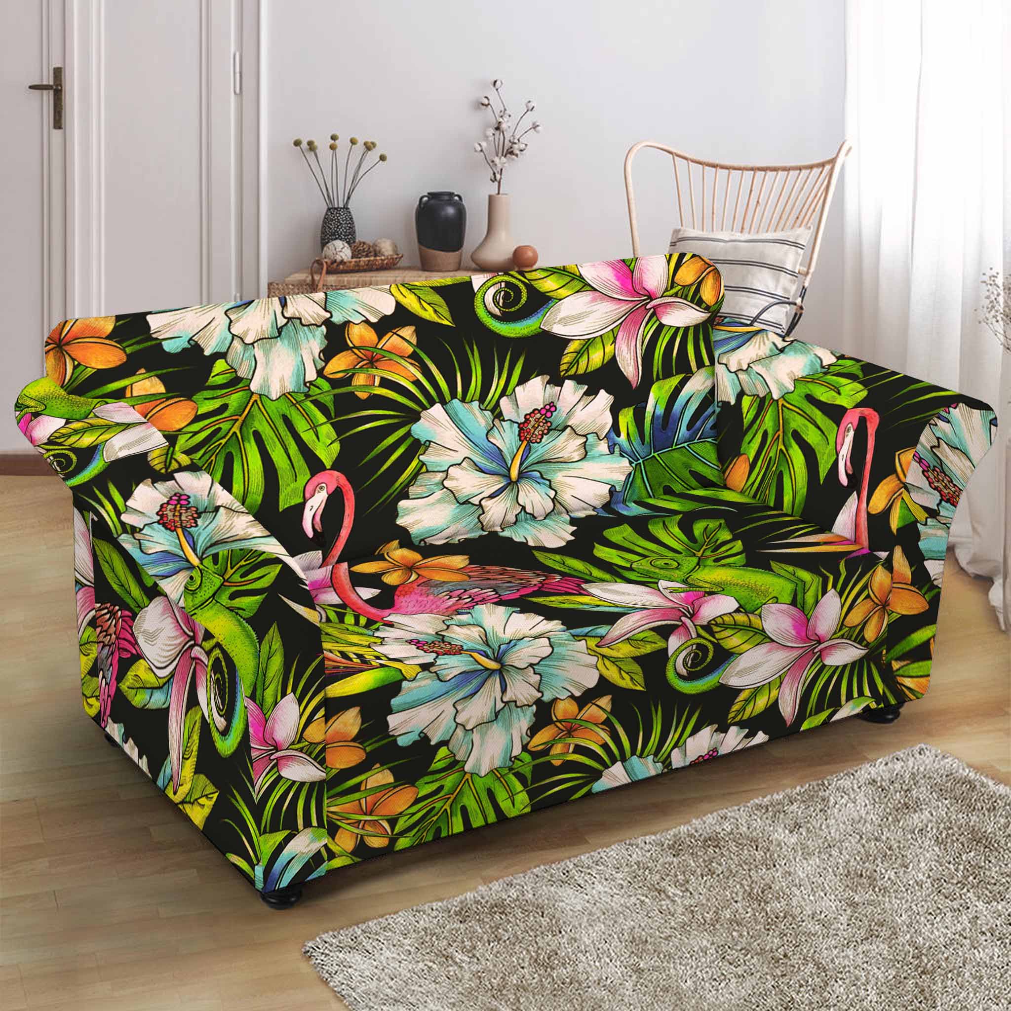 Hawaiian Aloha Tropical Pattern Print Loveseat Slipcover