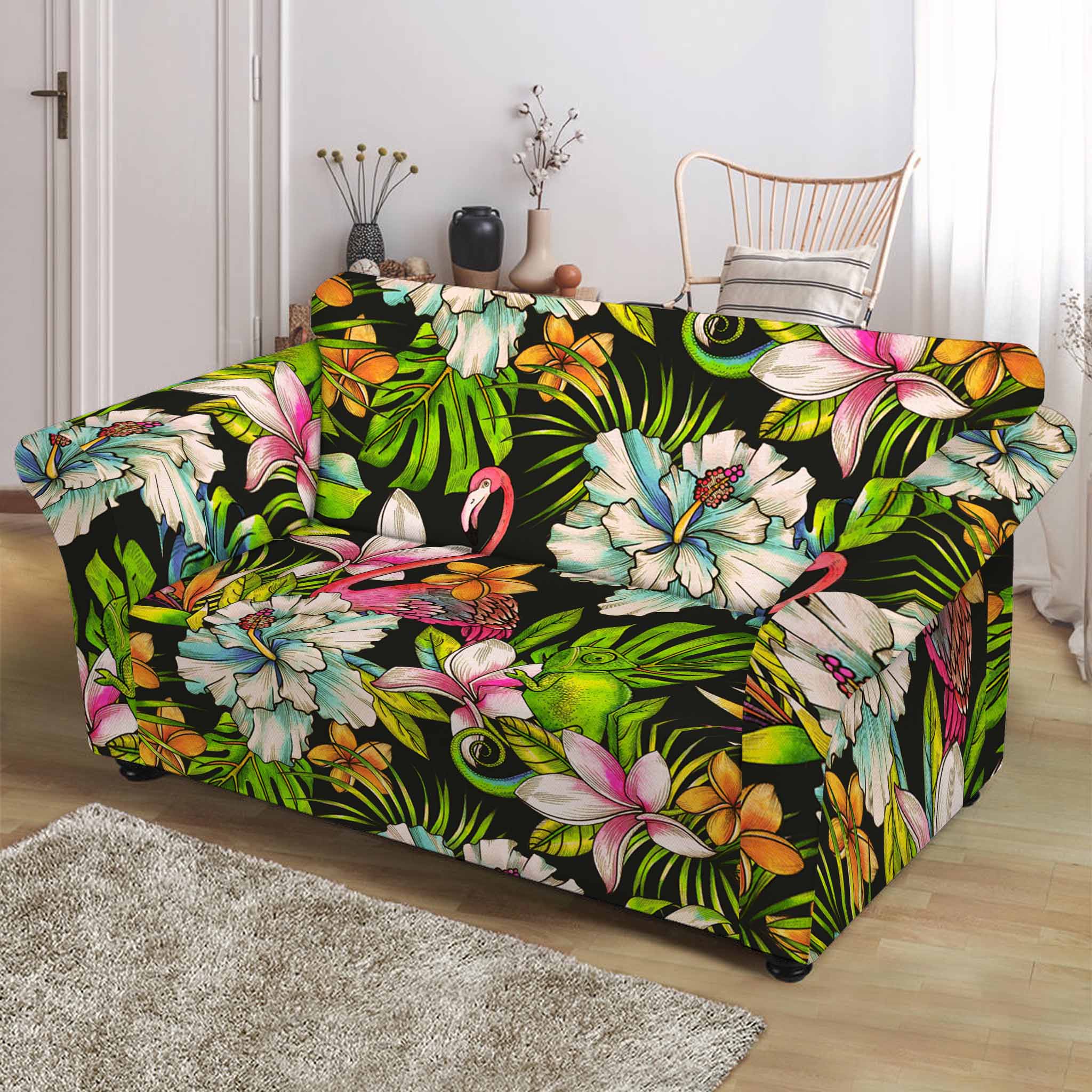 Hawaiian Aloha Tropical Pattern Print Loveseat Slipcover