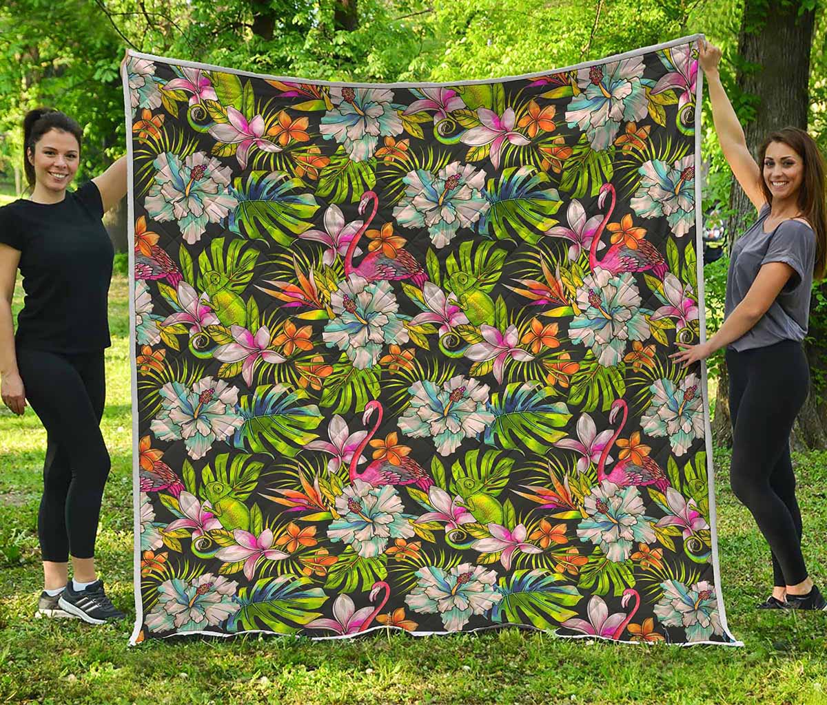 Hawaiian Aloha Tropical Pattern Print Quilt