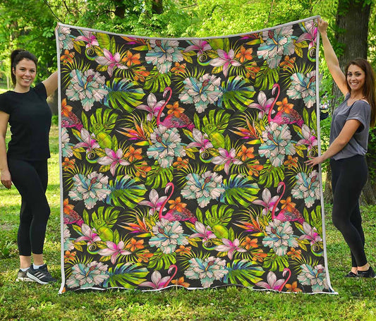 Hawaiian Aloha Tropical Pattern Print Quilt