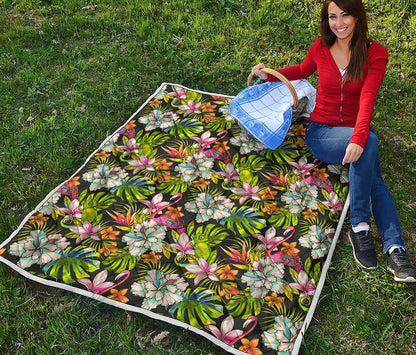 Hawaiian Aloha Tropical Pattern Print Quilt