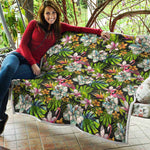 Hawaiian Aloha Tropical Pattern Print Quilt