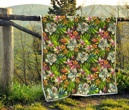 Hawaiian Aloha Tropical Pattern Print Quilt