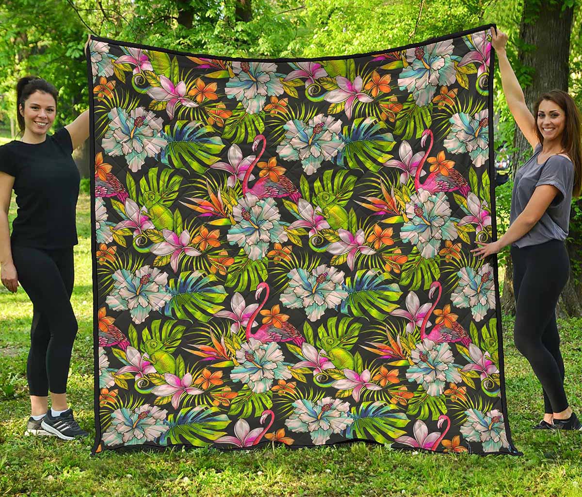 Hawaiian Aloha Tropical Pattern Print Quilt