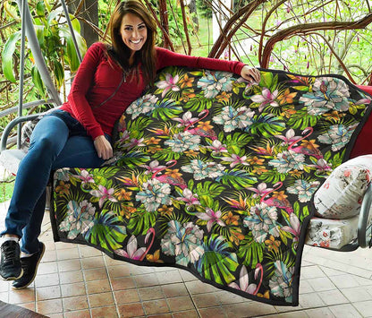 Hawaiian Aloha Tropical Pattern Print Quilt