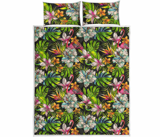 Hawaiian Aloha Tropical Pattern Print Quilt Bed Set