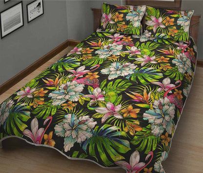 Hawaiian Aloha Tropical Pattern Print Quilt Bed Set