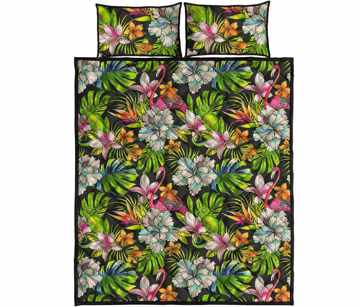 Hawaiian Aloha Tropical Pattern Print Quilt Bed Set