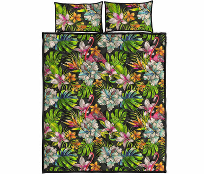 Hawaiian Aloha Tropical Pattern Print Quilt Bed Set