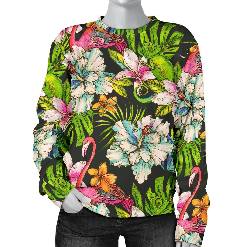 Hawaiian Aloha Tropical Pattern Print Women's Crewneck Sweatshirt GearFrost