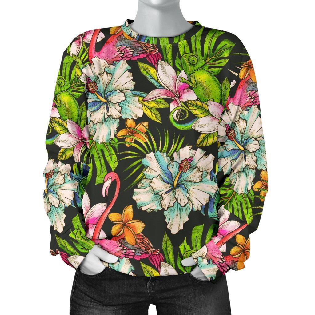 Hawaiian Aloha Tropical Pattern Print Women's Crewneck Sweatshirt GearFrost