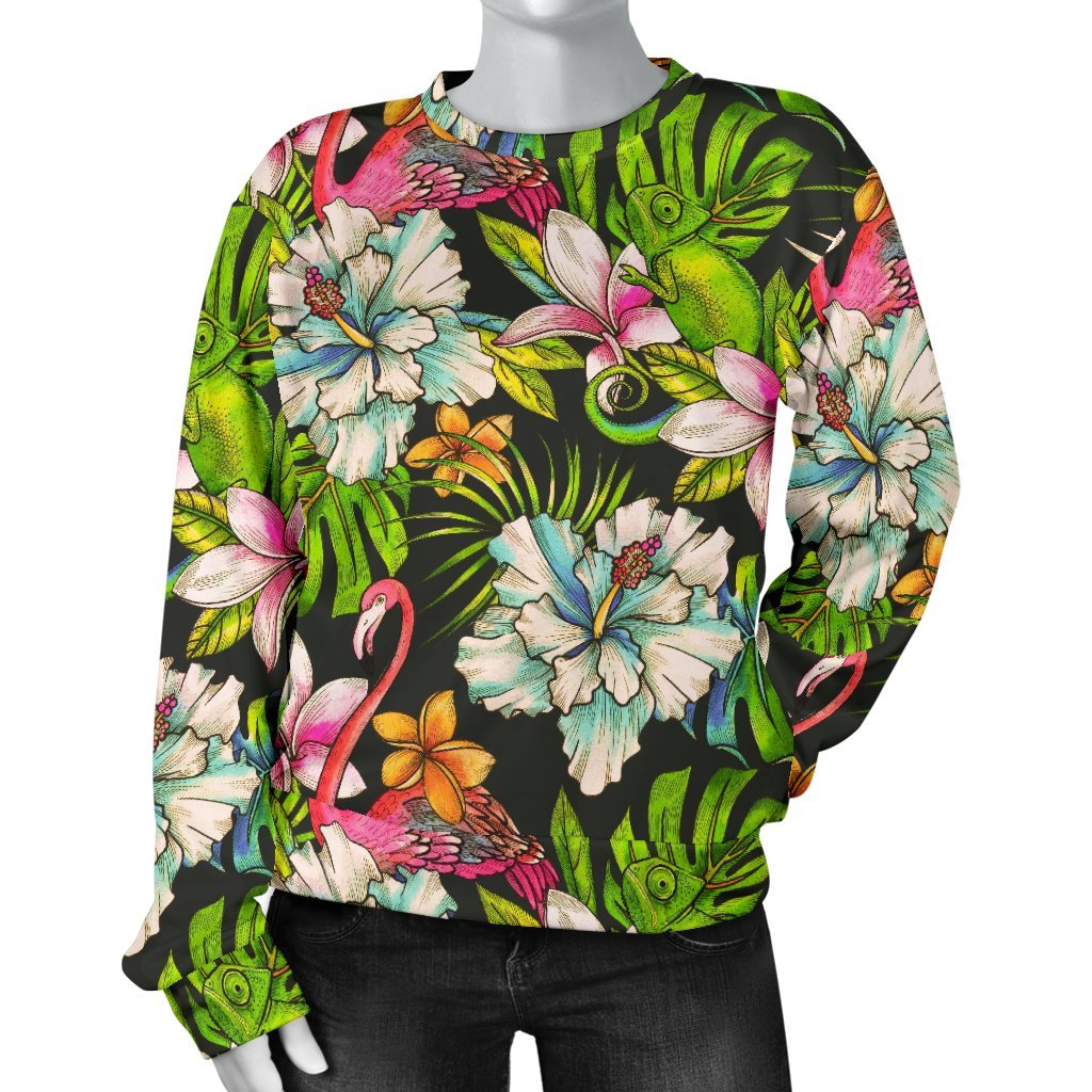 Hawaiian Aloha Tropical Pattern Print Women's Crewneck Sweatshirt GearFrost