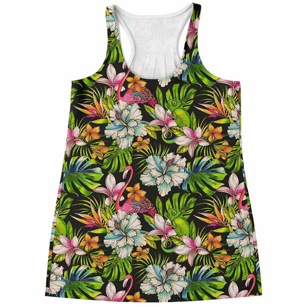 Hawaiian Aloha Tropical Pattern Print Women's Racerback Tank Top