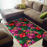 Hawaiian Floral Flowers Pattern Print Area Rug GearFrost