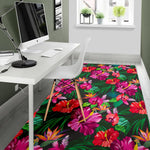 Hawaiian Floral Flowers Pattern Print Area Rug GearFrost