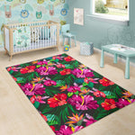 Hawaiian Floral Flowers Pattern Print Area Rug GearFrost
