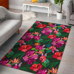 Hawaiian Floral Flowers Pattern Print Area Rug GearFrost