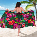 Hawaiian Floral Flowers Pattern Print Beach Sarong Wrap