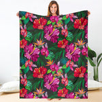 Hawaiian Floral Flowers Pattern Print Blanket