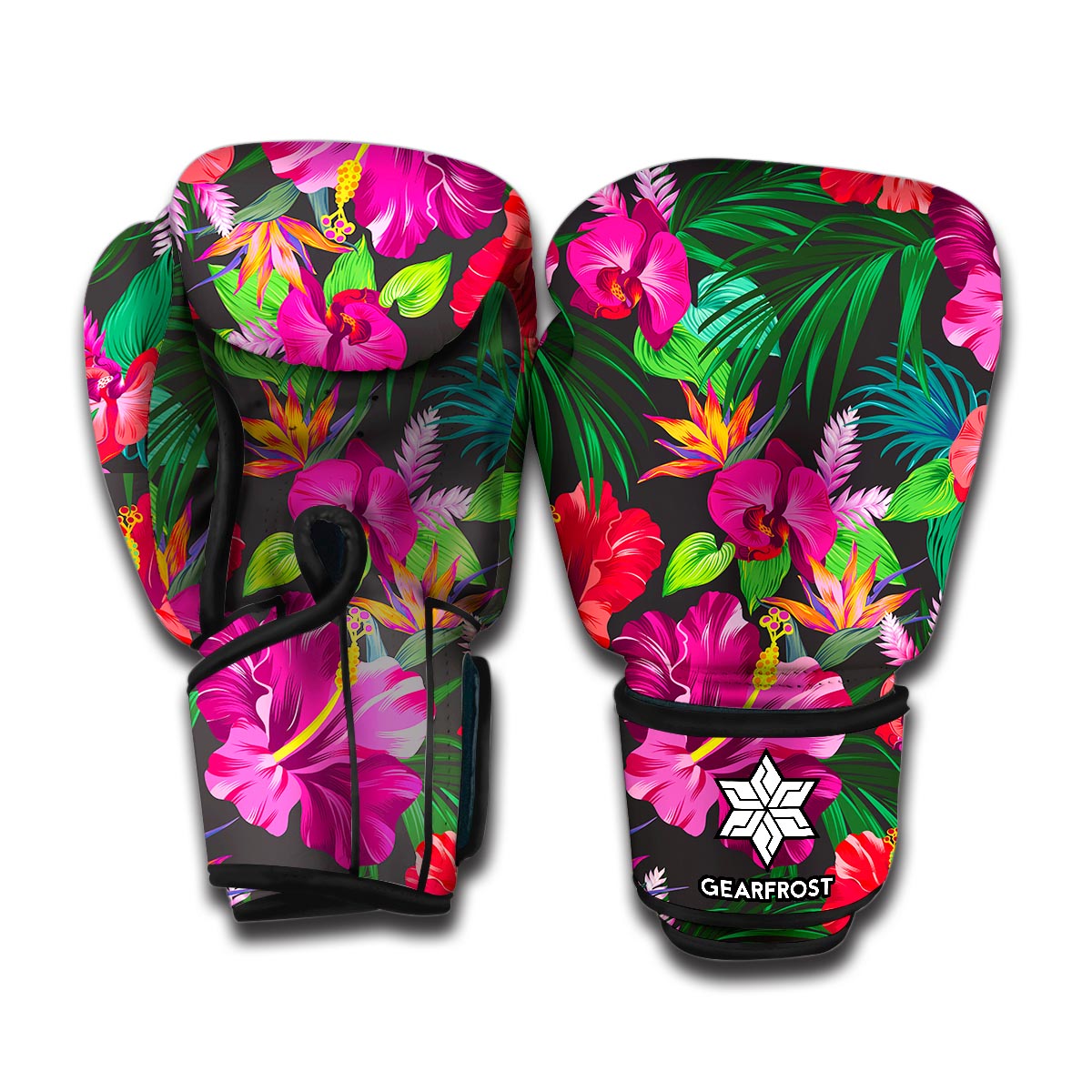 Hawaiian Floral Flowers Pattern Print Boxing Gloves