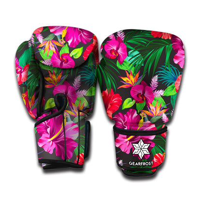 Hawaiian Floral Flowers Pattern Print Boxing Gloves