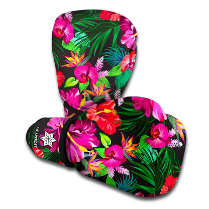 Hawaiian Floral Flowers Pattern Print Boxing Gloves