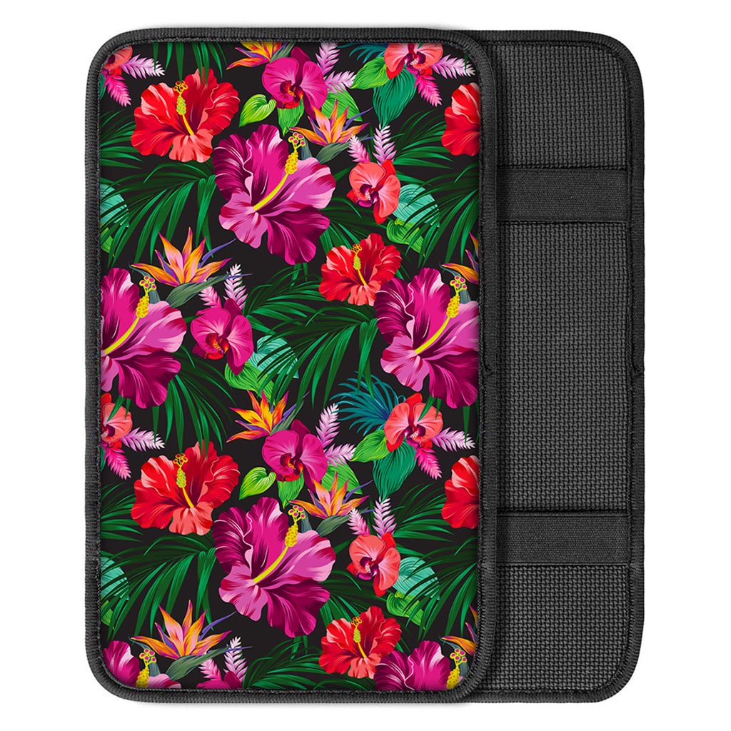 Hawaiian Floral Flowers Pattern Print Car Center Console Cover