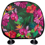 Hawaiian Floral Flowers Pattern Print Car Headrest Covers