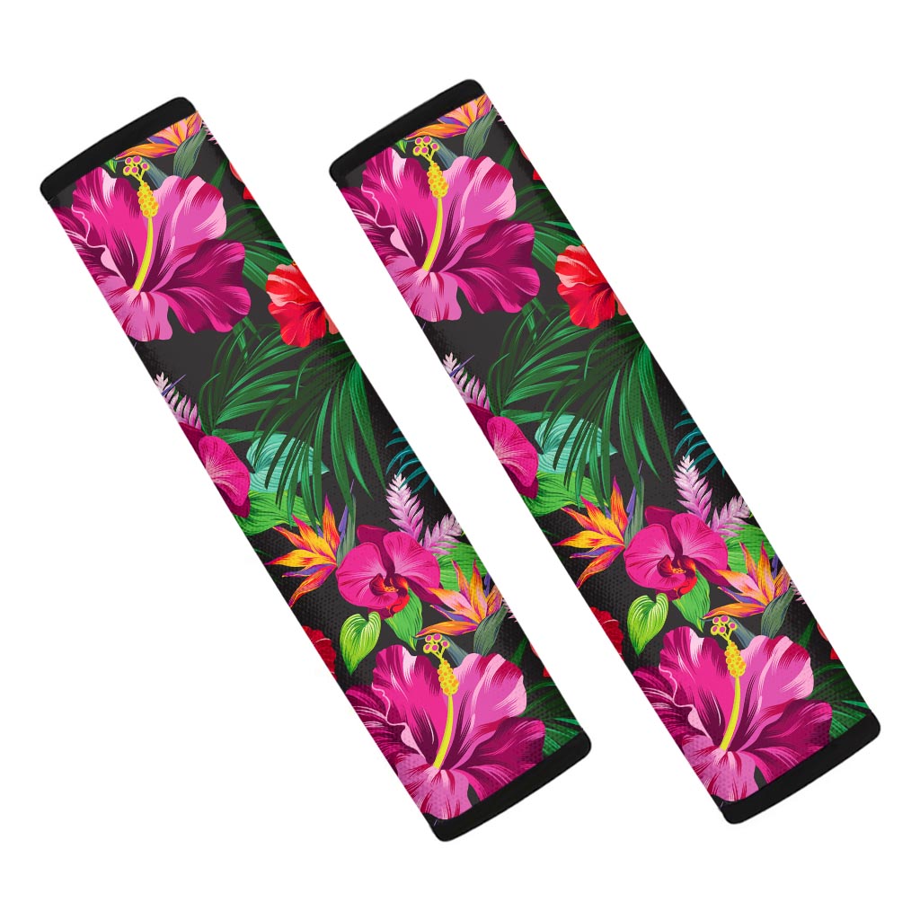 Hawaiian Floral Flowers Pattern Print Car Seat Belt Covers