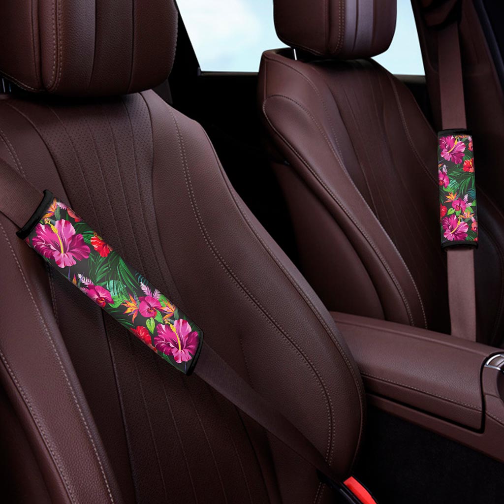 Hawaiian Floral Flowers Pattern Print Car Seat Belt Covers