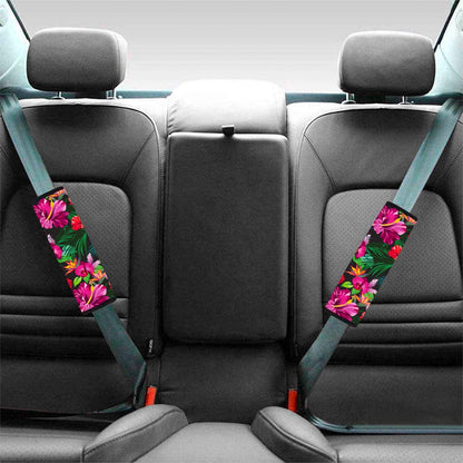 Hawaiian Floral Flowers Pattern Print Car Seat Belt Covers