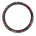 Hawaiian Floral Flowers Pattern Print Car Steering Wheel Cover